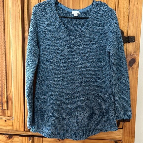 J. Jill “Pure Jill” Blue and Black Sweater - Picture 1 of 4